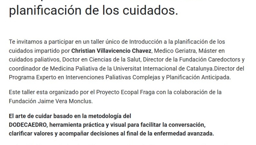 Taller de Introducción a Cuidados Paliativos