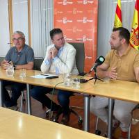 Longán, Gramún y Casanova en la presentación del VIII Meeting Ciudad de Fraga.